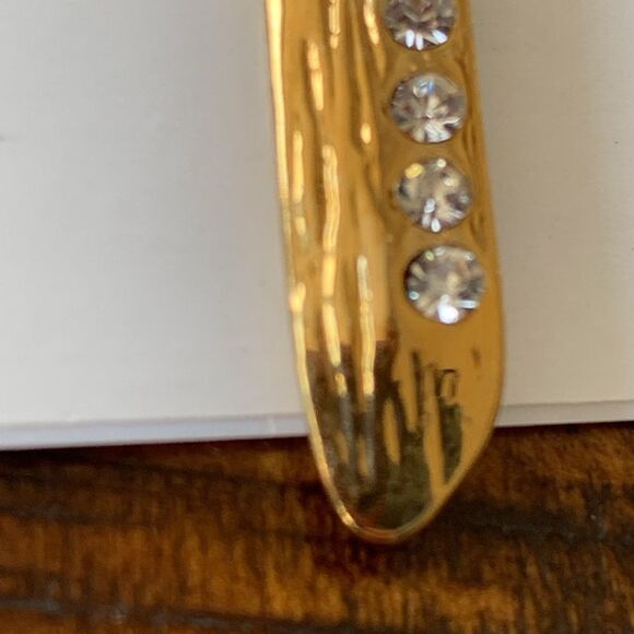 Kara Ross Gold Bar Earrings – Crystal Linear Drop, Gold Tone, NWT - Picture 5 of 7